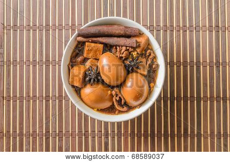 Eggs,tofu And Pork In Five Spices Brown Sauce