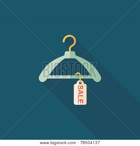 Shopping Clothes Hanger Flat Icon With Long Shadow,eps10