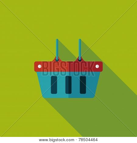 Shopping Basket Flat Icon With Long Shadow,eps10