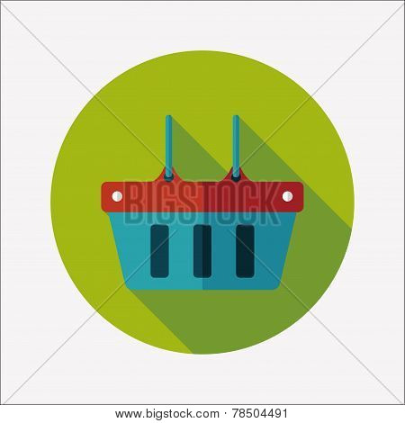Shopping Basket Flat Icon With Long Shadow,eps10