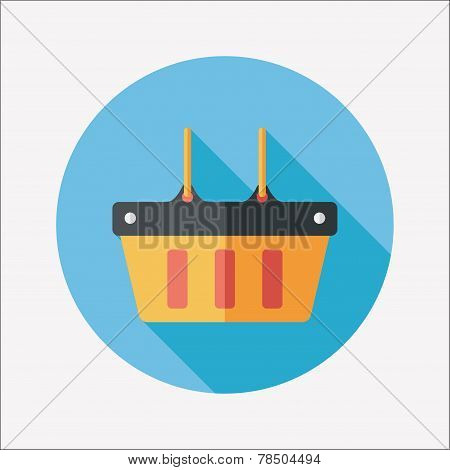 Shopping Basket Flat Icon With Long Shadow,eps10