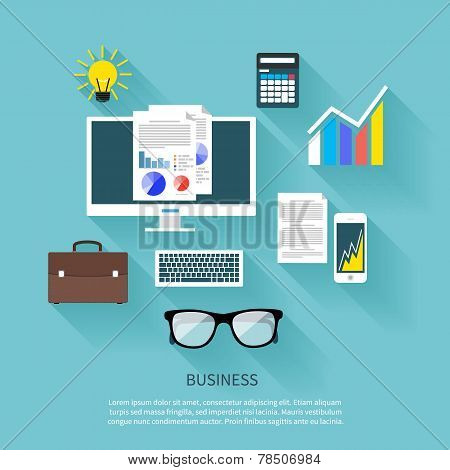Financier workplace flat design concept