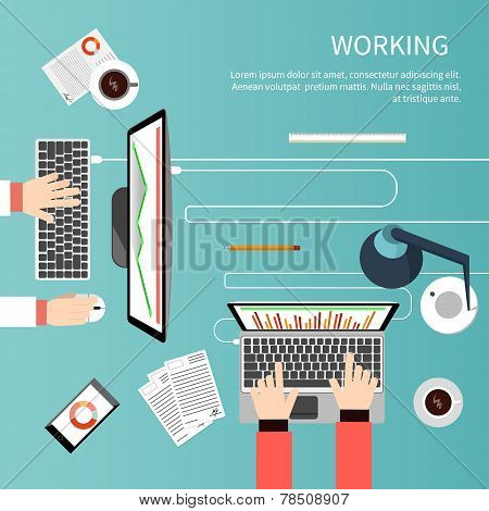 Working process of business team concept