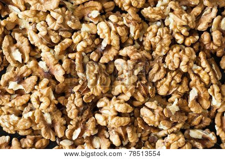 Walnuts On The Black Background