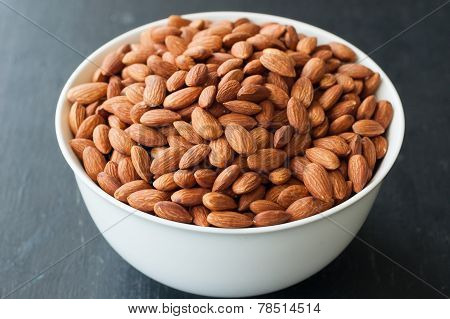 Almond Nuts In White Bowl