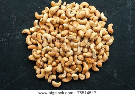 Cashew Nuts On Black Backround
