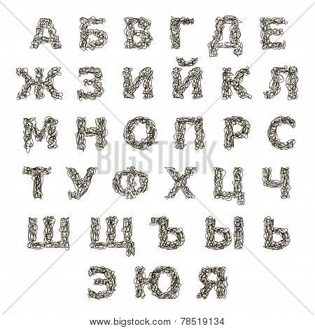 Doodle cyrillic alphabet