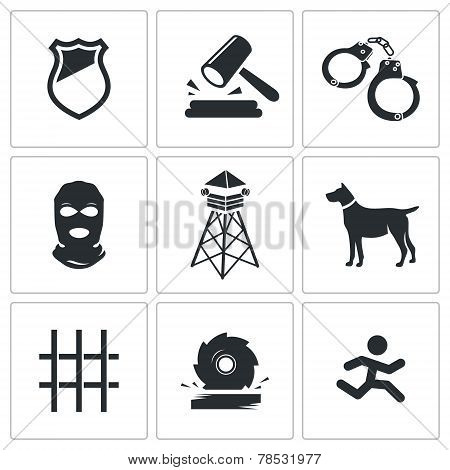 Prison Vector Icons Set