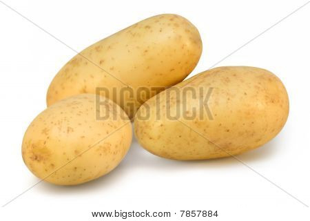 Patate su sfondo bianco