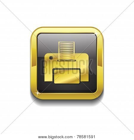 Printer Gold Vector Icon Button
