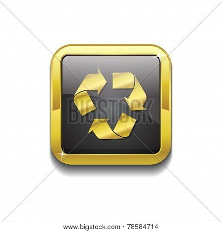 Recycle Gold Vector Icon Button