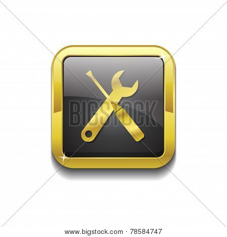 Tools Sign Gold Vector Icon Button