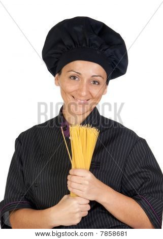 Szép Cook nő Spaguettis