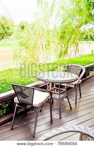 Wooden Folding Beach Furniture Isolated