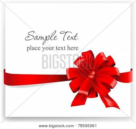 Greeting card with a red ribbon.