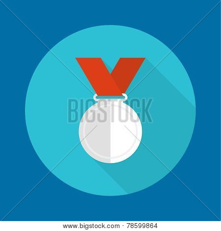 Silvermedal with red ribbon.