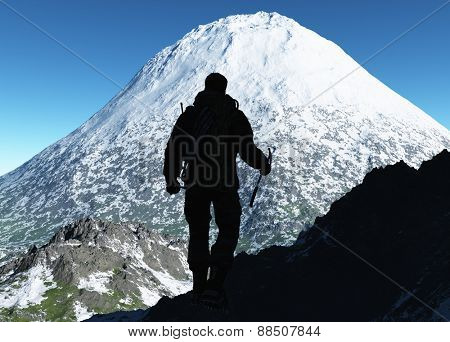 The  man goes shalt thou finish snowy mountains.