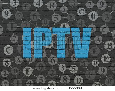 Web development concept: IPTV on wall background