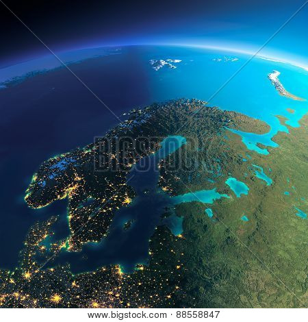 Detailed Earth. Europe. Scandinavia