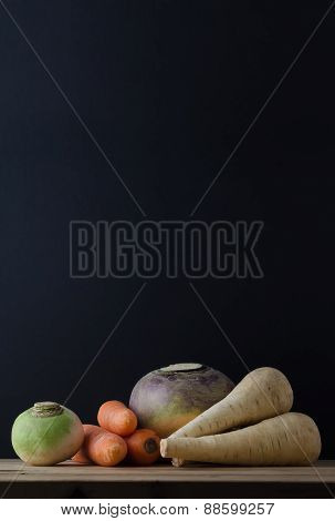 Root Vegetables Still Life Table Arrangement