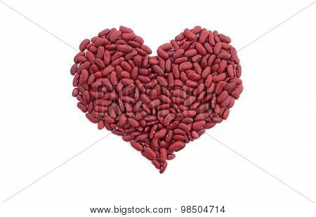Red Kidney Beans In A Heart Shape