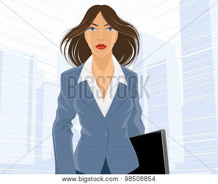 Businesswoman Going With Folder