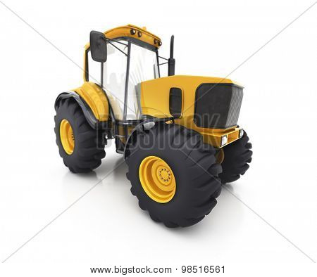 Farm tractor on a white background