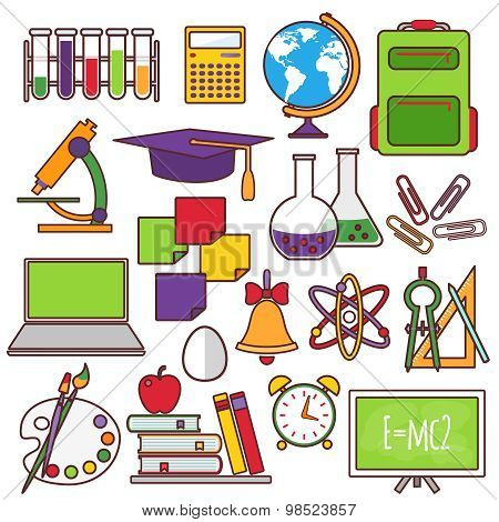 A set of school and education icons