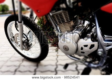 Enduro motorcycle engine detailed