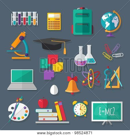A set of school and education icons