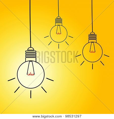 Idea Light Buble Vector On Yellow