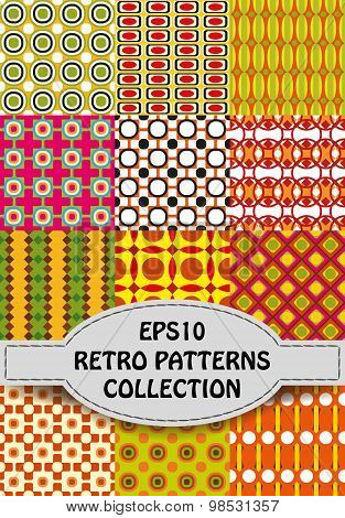 Big collection of retro geometric patterns. Endless vintage textures set.
