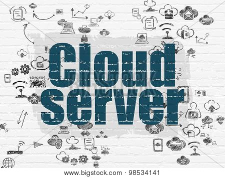 Cloud computing concept: Cloud Server on wall background