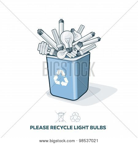 Used Light Bulbs In Recycling Bin