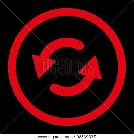 Refresh Ccw flat red color rounded vector icon