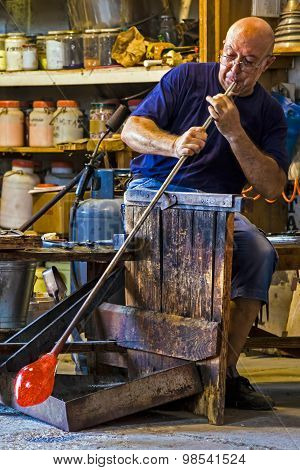 Glassworker In Action In The Murano Glassfactory 1