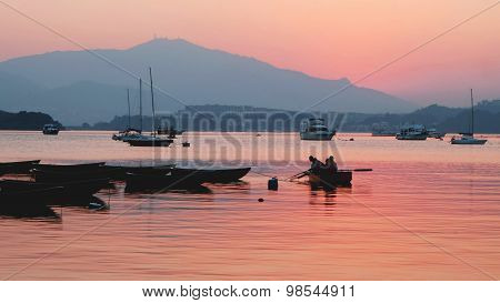 Recreational boat on the lake