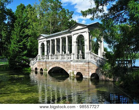 Bridge in Catherine Park in Pushkin town