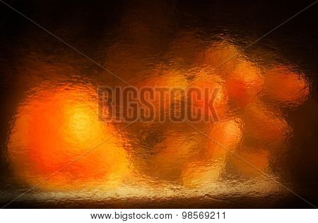 Grape And Pear Reflecting In The Golden Background