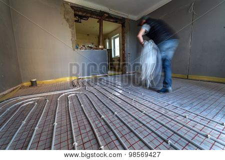 pipefitter installing system of heating