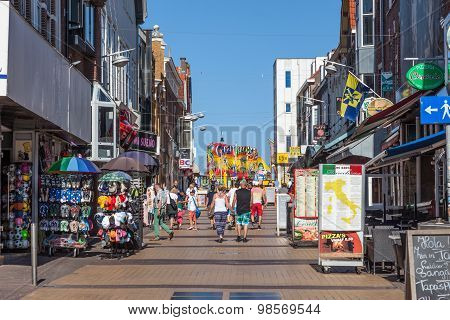 Shopping Street In Zandvoort, Holland