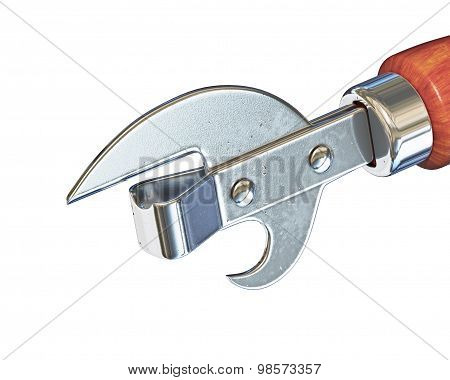 close-up soviet bottle opener against white background