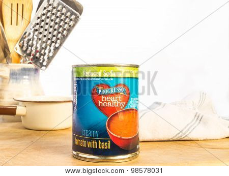 Heating Can Of Tomato Soup