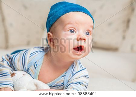 Baby Boy Playing With Bunny