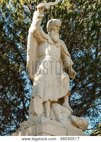 Statue Of The Prophet Elijah On Mount Caramel,