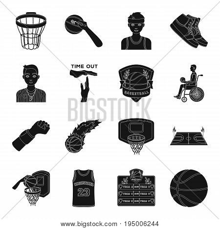 Ball, game, sport, fitness and other icons of basketball. Basketball set collection icons in black style vector symbol stock illustration.