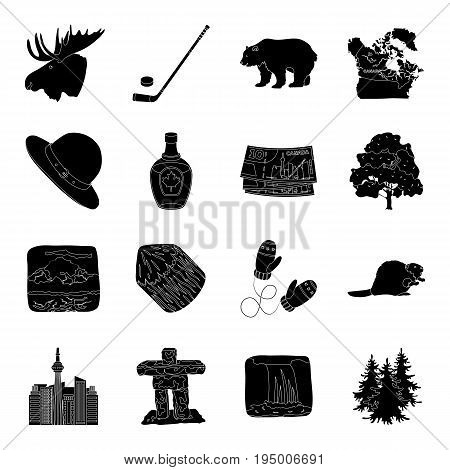 Wild animal, deer, horns and other Canada elements. Canada set collection icons in black style vector symbol stock illustration.