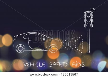 Vehicle With Sensors Detecting Proximity With Street Light