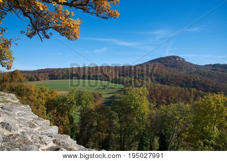 Autumn forest view from the wall of the Dorneck Castle