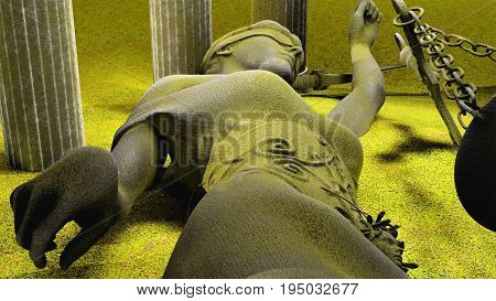 Broken lady of justice 3d rendering